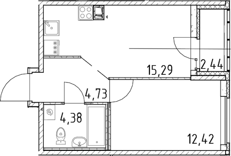 1-комнатная квартира 36.82 м², 12/17 эт., ЖК «Город Первых»